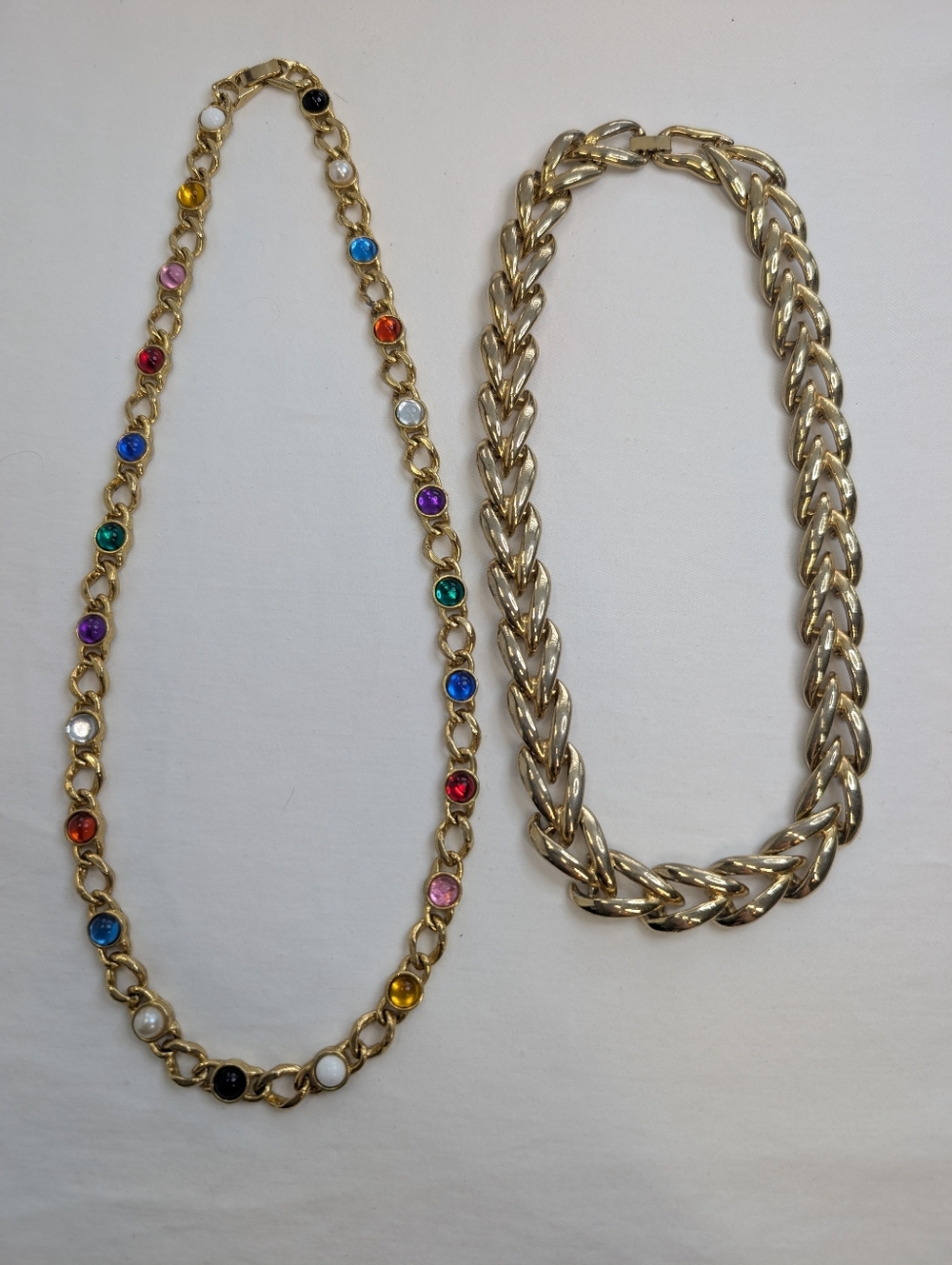 Vintage Necklace Bundle - Gold-Tone & Multicolor Crystal Stations - Classic